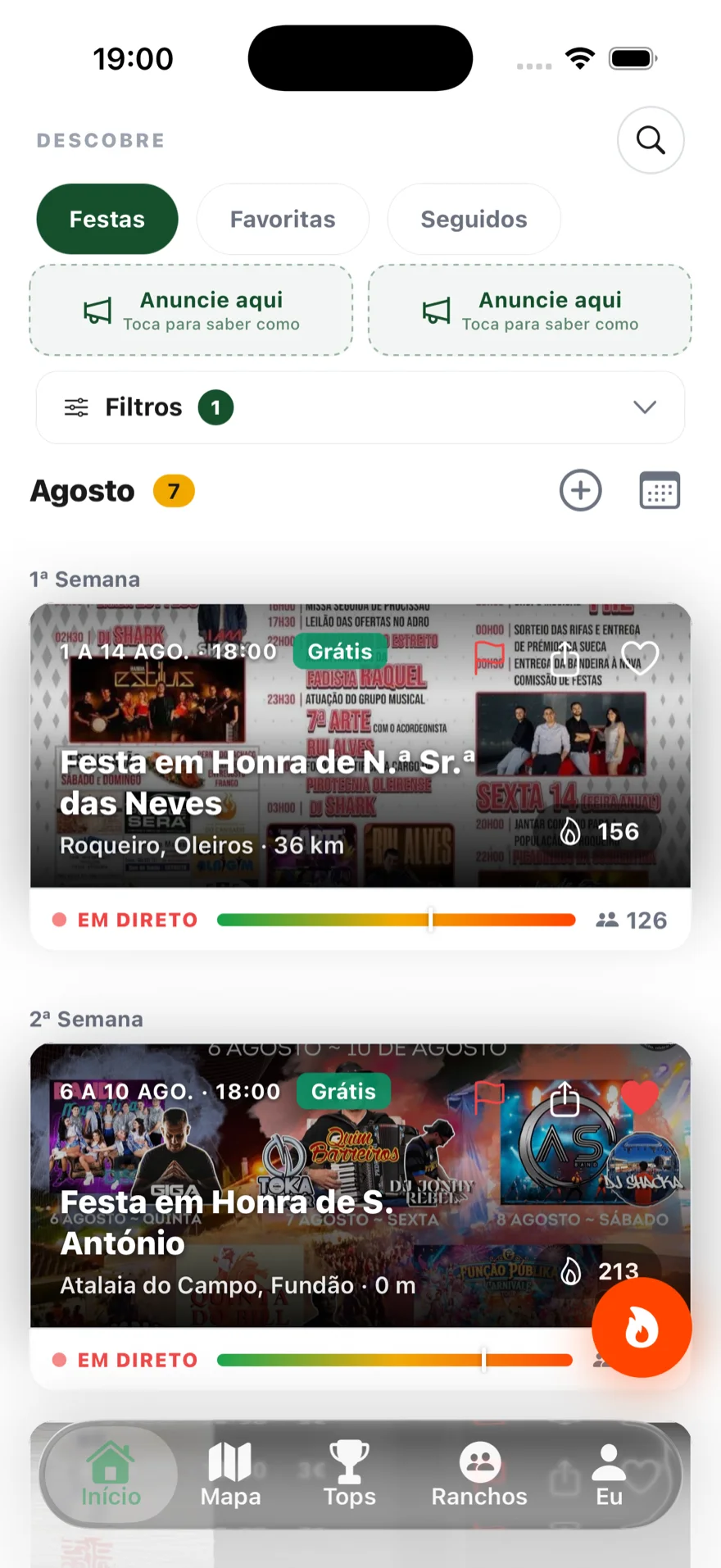 Ecrã inicial da app BindePaFesta