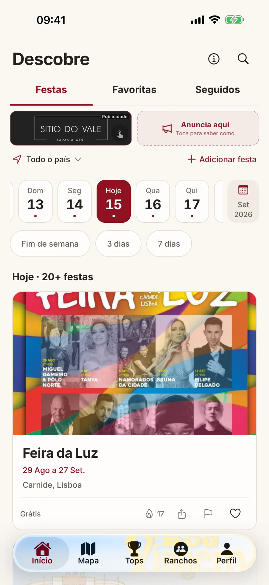 Lista de festas na BindePaFesta